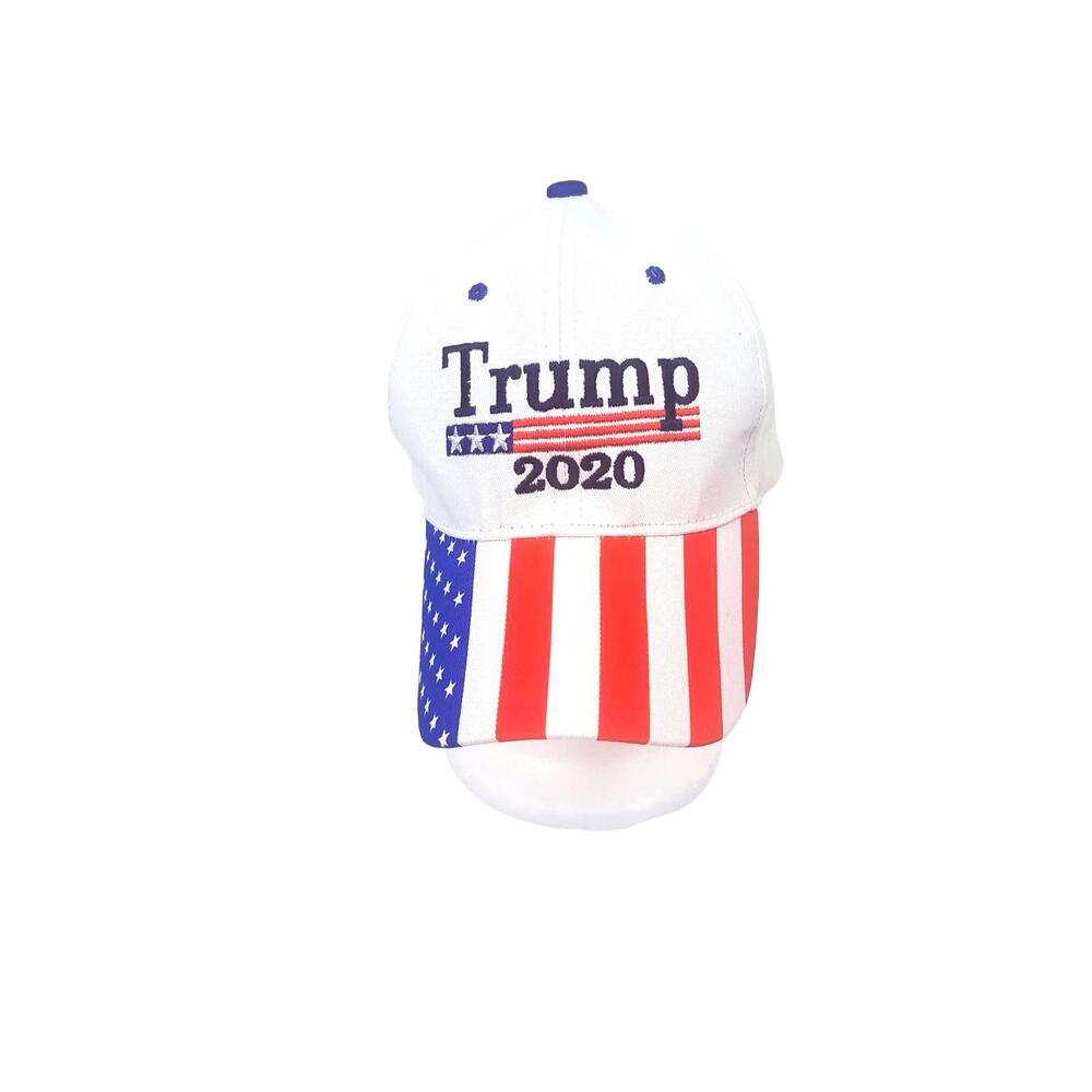 President Trump 2020 Snapback‎ Hat/Cap White w/American Flag Bill NWT